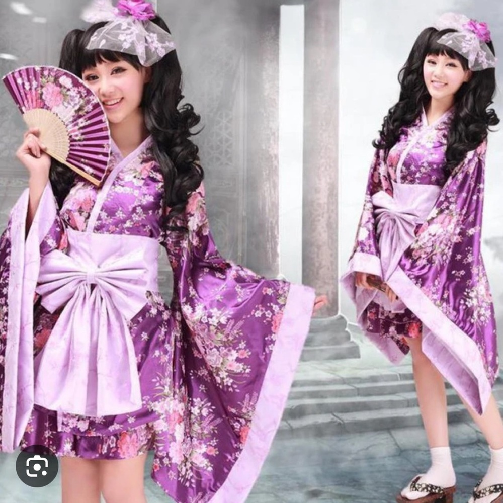 Purple floral kimono dress costume